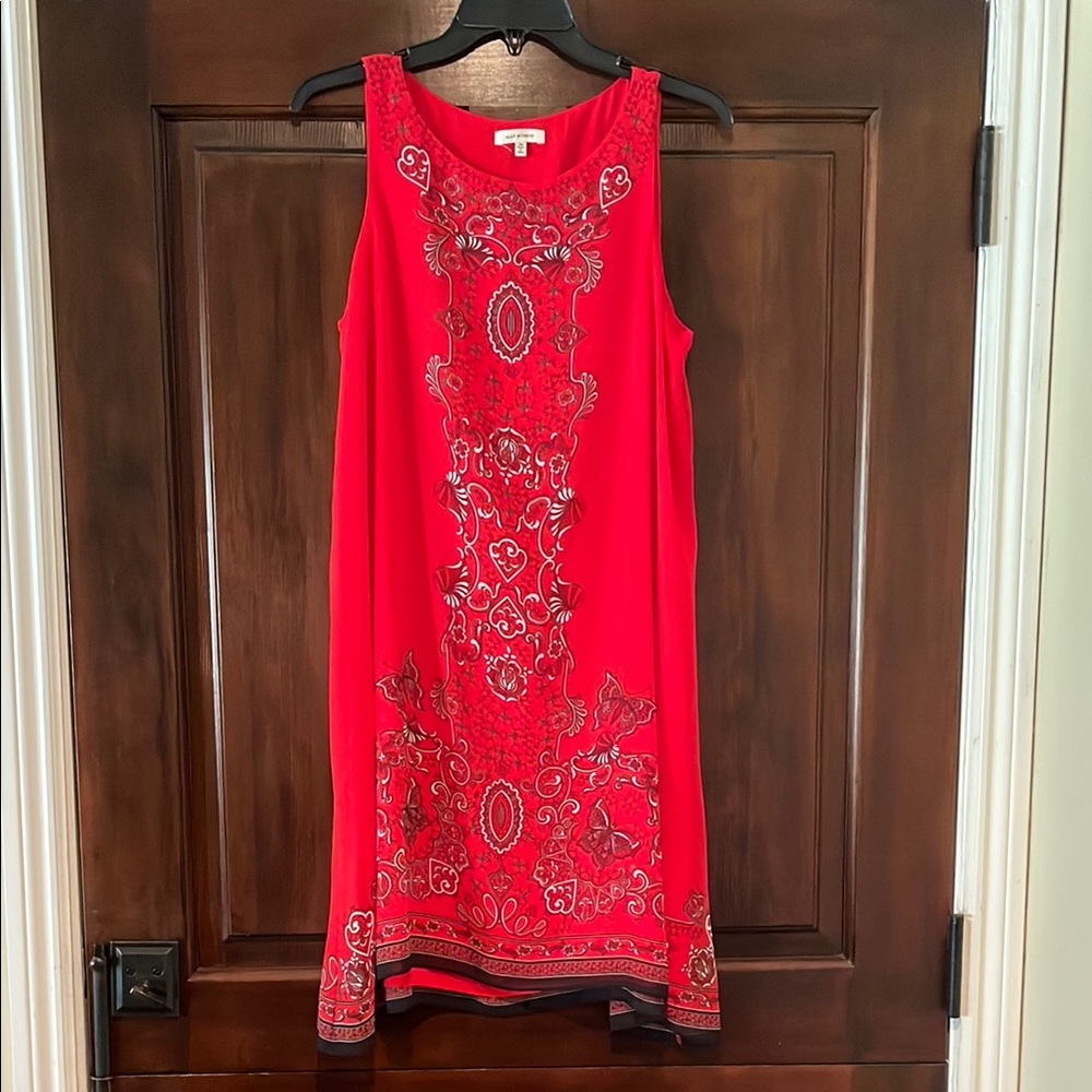 Max Studio Red, Black and White Sleeveless Dress Size Medium